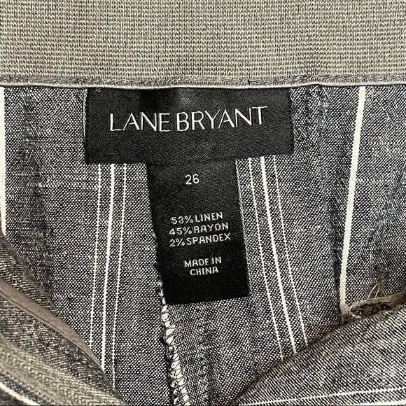 Lane Bryant Gray Striped Linen Tailored Shorts Comfort Waist Plus Size - Picture 9 of 10